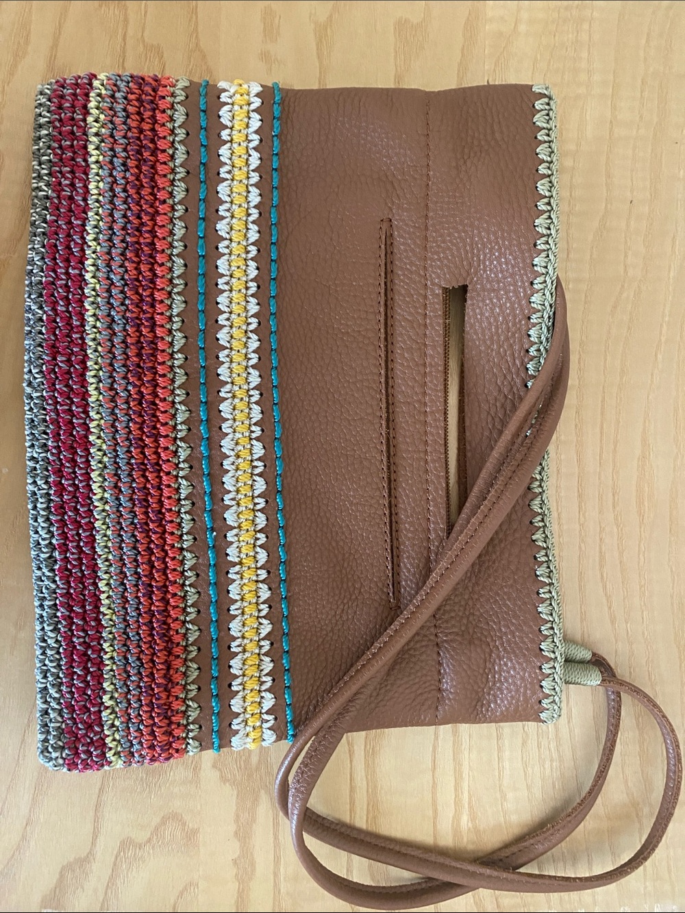 The Sak Brown Woven Accent Crossbody Bag
